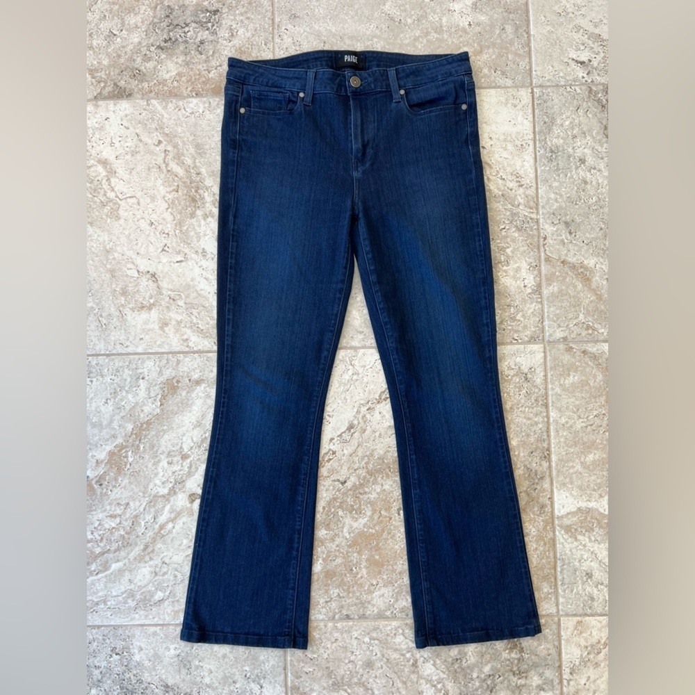 Paige Manhattan High Rise Slim Fit Manhattan Bootcut Stretch Jean Dark Blue, 32